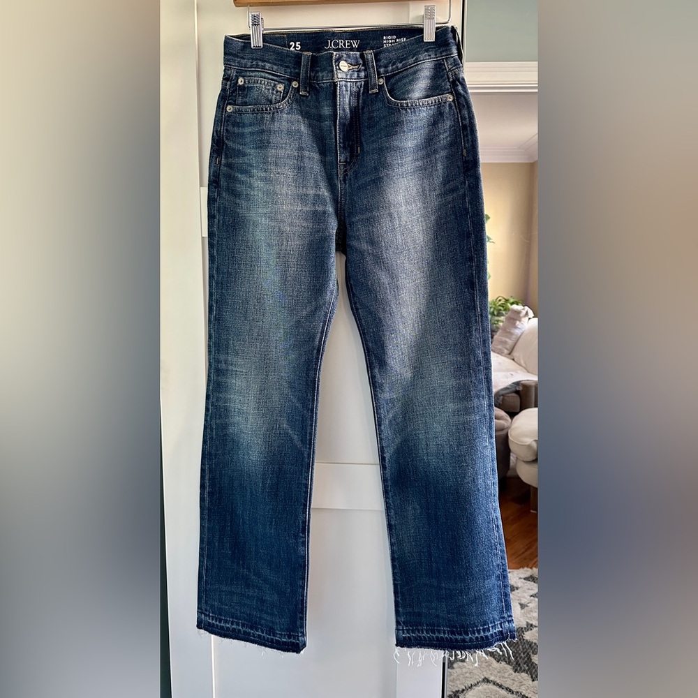 J.Crew Women’s Sz 25 High Rise Straight Leg Jeans in Kate Wash NWT